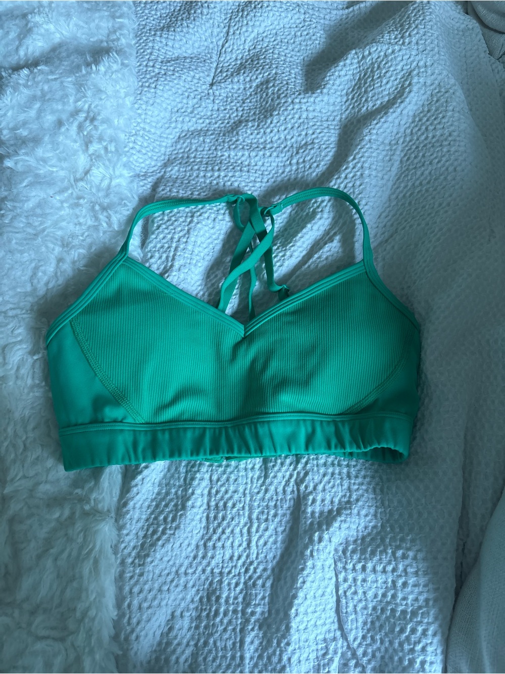 aerie Teal Ribbed Strappy Sports Bra
